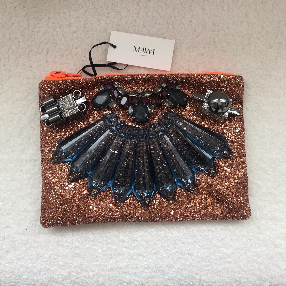 Mawi Orange Glitterbug Clutch